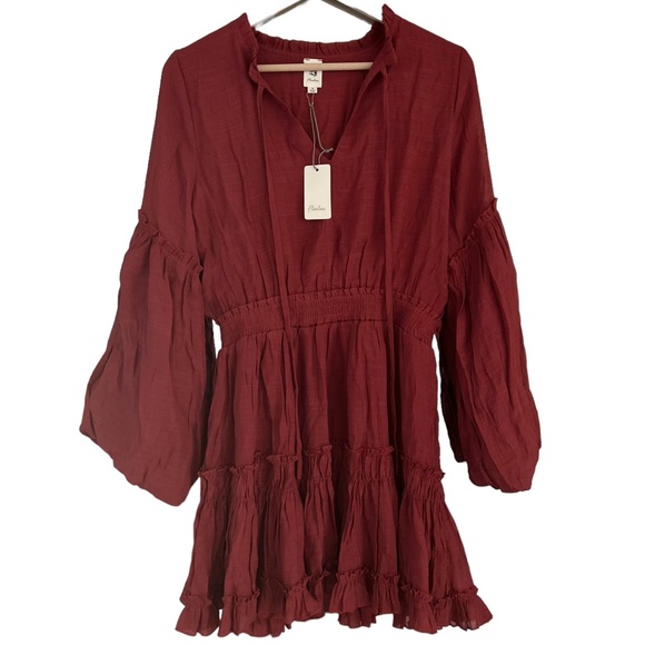 NEW VICI Boutique Boho Tiered Balloon Sleeve Dress - Picture 3 of 5